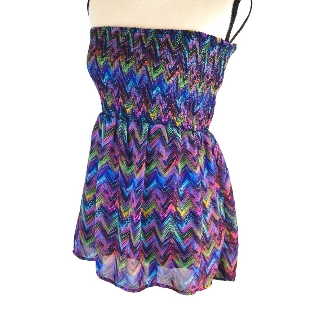 No Boundaries Smocked‎ Tube Top with Overlay, Size Large (11-13)